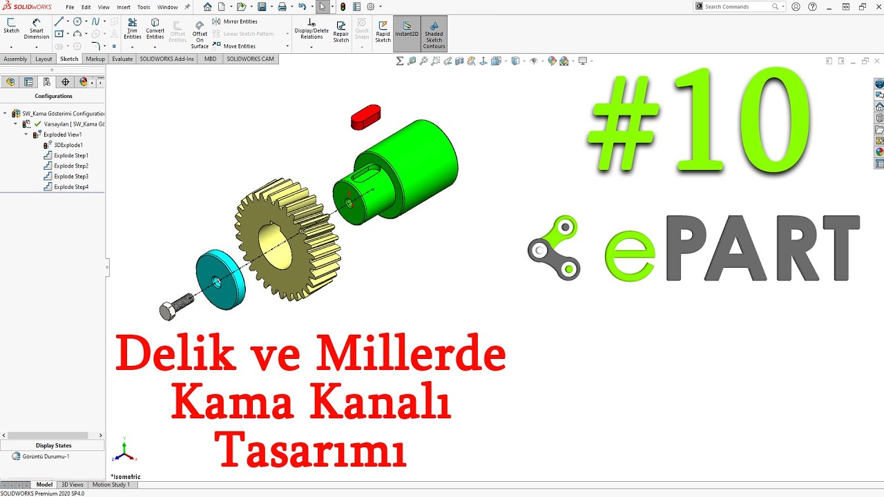 Solidworks Tutorial #10 | Delik ve Millerde Kama Kanalı Tasarımı (Parallel Feather Keys)