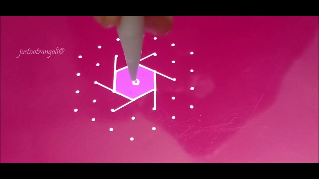 A PADI KOLAM WITH 7-4 DOTS / SIMPLE PADI KOLAM