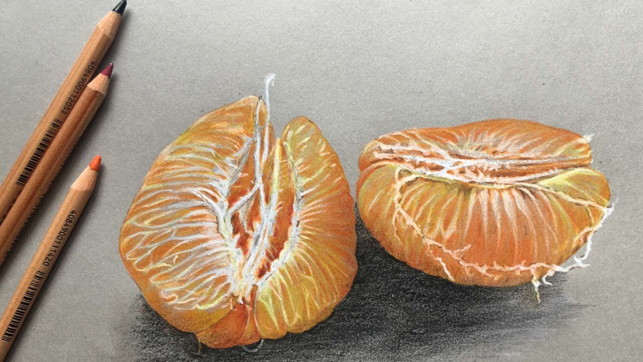 Orange Drawing in Color Pencils | Fruit Drawing | Color Pencil Drawing