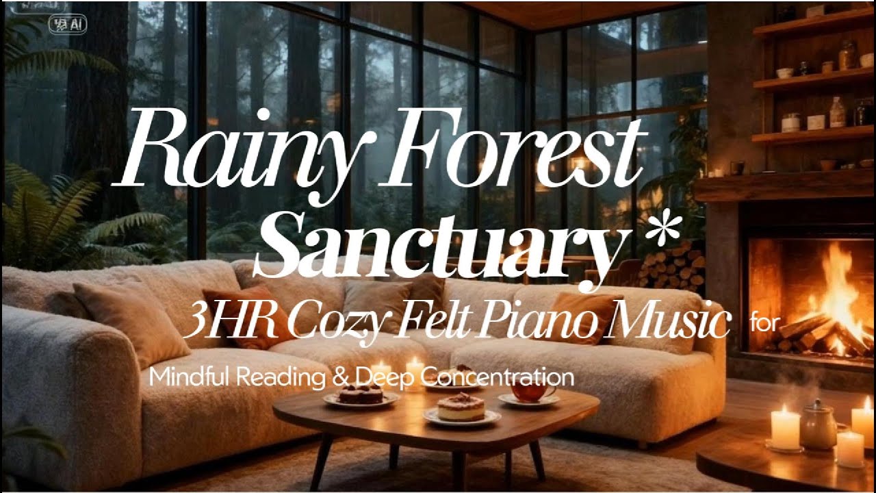 Rainy Forest Sanctuary | 3HR Cozy Felt Piano Music for Mindful Reading & Deep Concentration