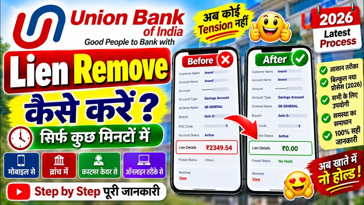 Union Bank Lien Remove कैसे करें 2026 | Account से Lien कैसे हटाएं | ₹2349.54 Lien Problem Solved?