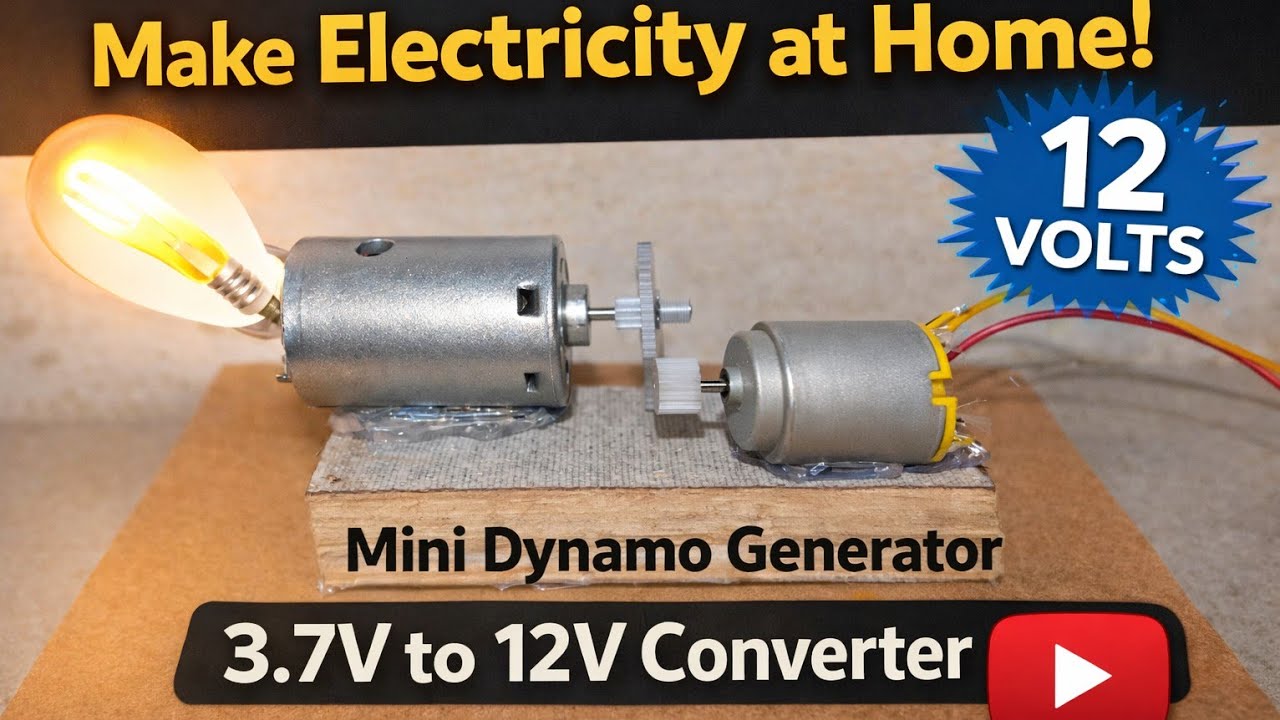 Mini Dynamo Generator | Make Electricity at Home 3.7 volt to 12 volt dc boost converter