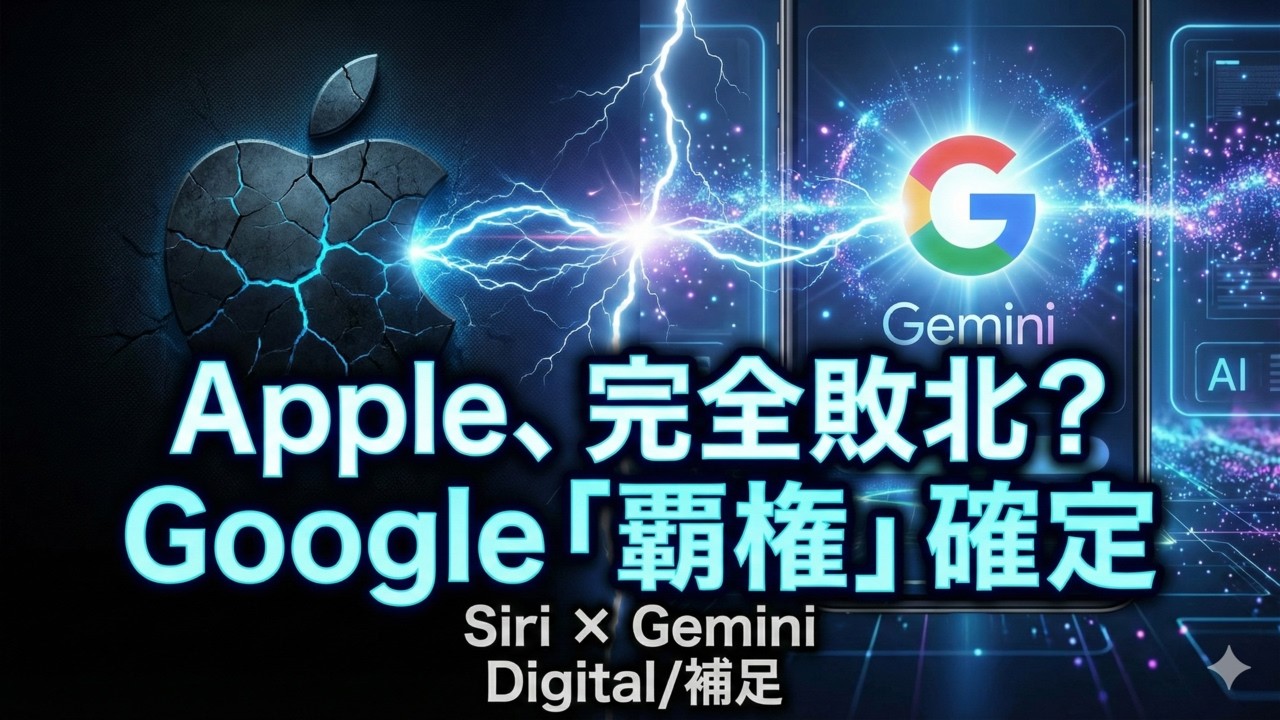 【緊急】Apple完全敗北。Googleが「時価総額4兆ドル」で世界支配へ…Siriの中身がGeminiになる本当の理由