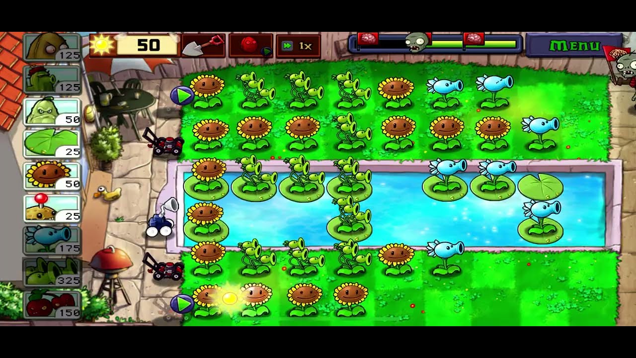 Plants vs. Zombies Adventure 2 (Level - Number Lineup) - Level 3-3 (Pool)