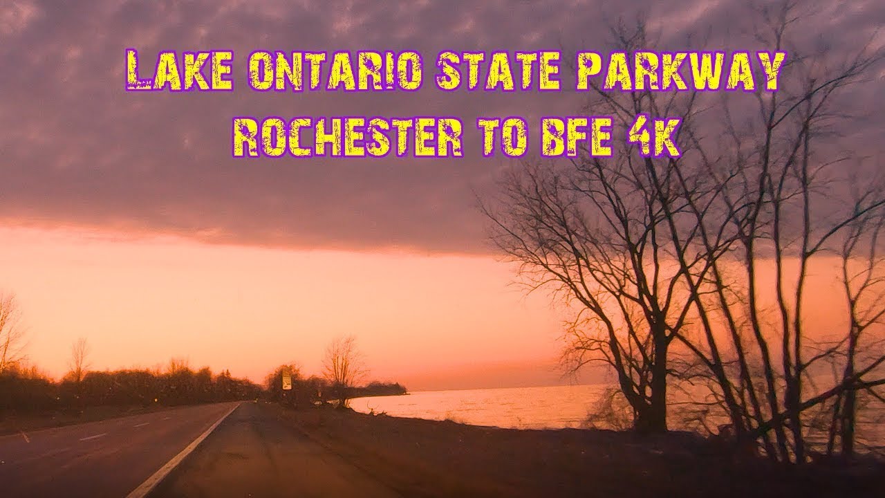 New York's Lake Ontario State Parkway With A Great Sunset.