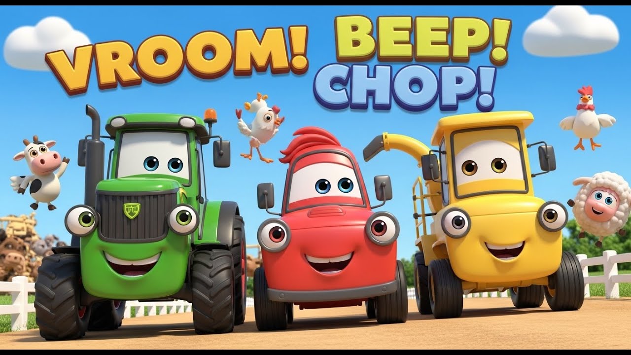 Tractor Vroom Vroom 🚜 | Farm Vehicles Song for Kids | 3D Nursery Rhymes