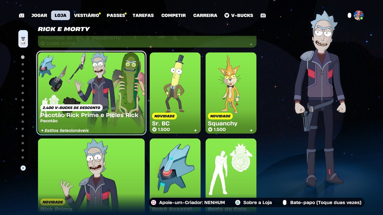 *NOVOS ITENS RICK E MORTY!!* LOJA FORTNITE - 07/03/2026