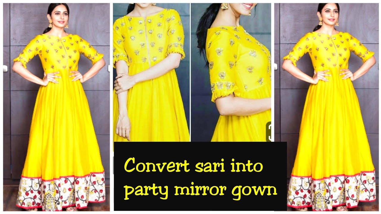 Diy:CONVERT OLD  SAREE INTO BEAUTIFUL EVENING GOWN/ HINDI