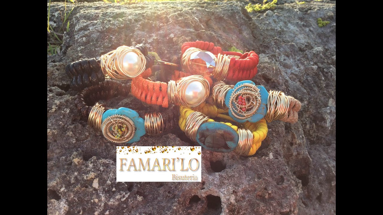 pulsera en cuero y alambre