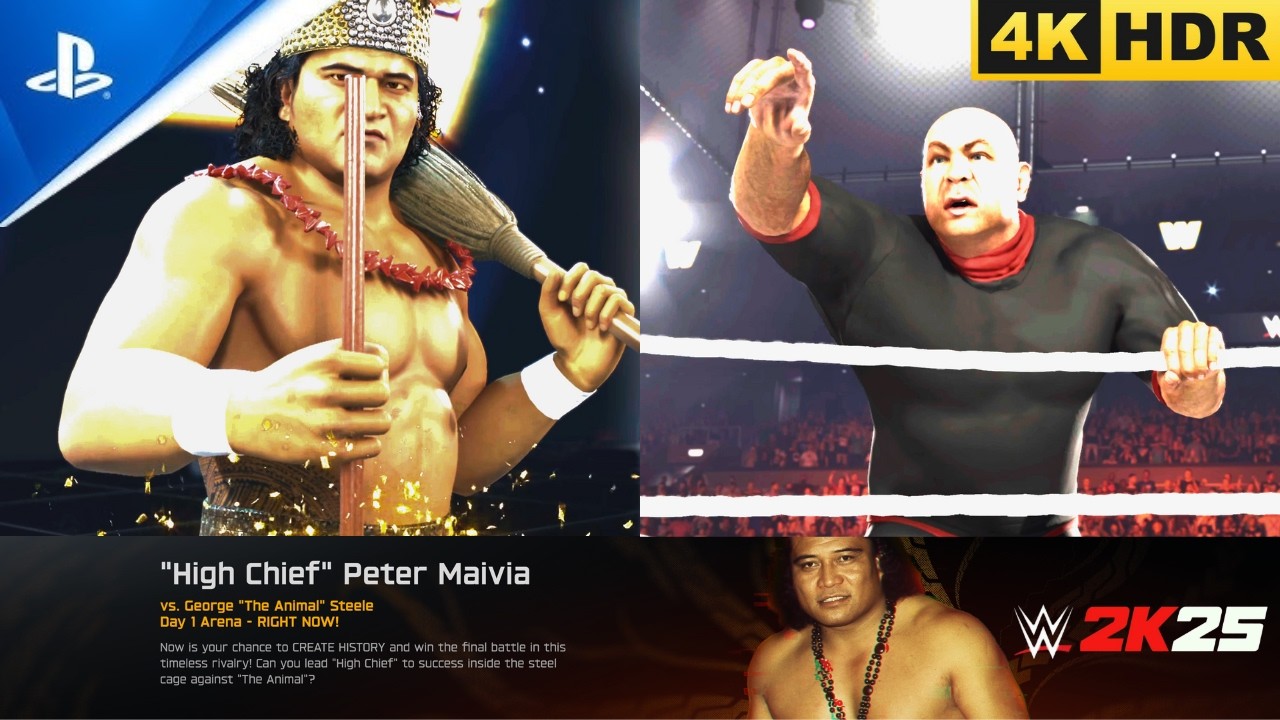 (PS5 Pro) | WWE 2K25 Showcase | 5. High Chief Peter Maivia vs. George The Ani | [4KHDR]  Gameplay