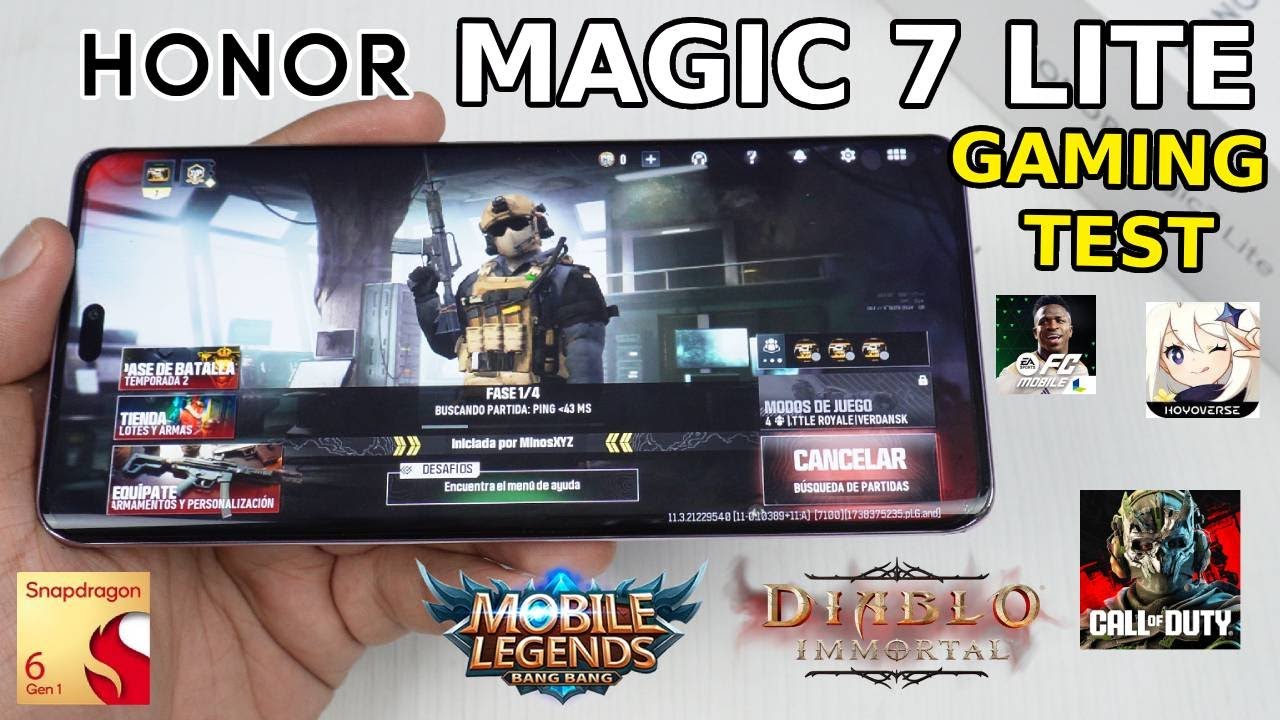 HONOR Magic 7 LITE: Gaming Test: Genshin Impact, Warzone Mobile, Mobile Legends y Diablo (SD 6gen1)