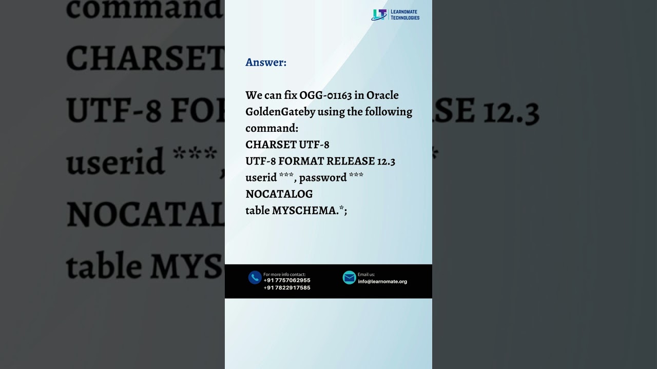 #shorts How can we fix OGG-01163 in Oracle GoldenGate ?
