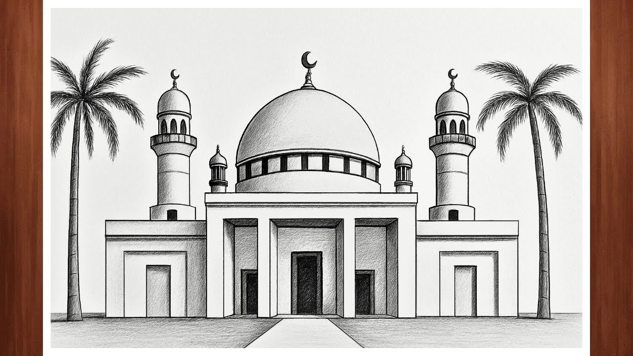 Beautiful Masjid Drawing with Pencil | Mosque Drawing Very Easy Step by Step for Beginners