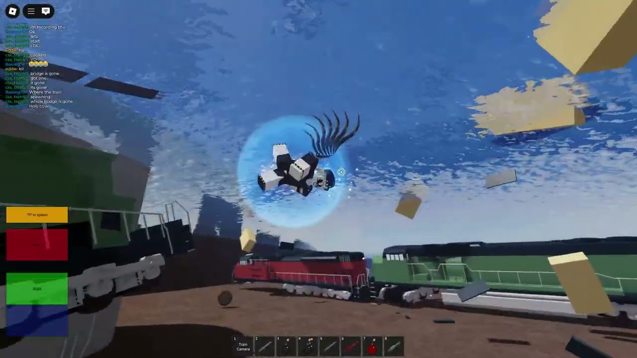 Me Destroying Bridges to Stop Trains in Roblox