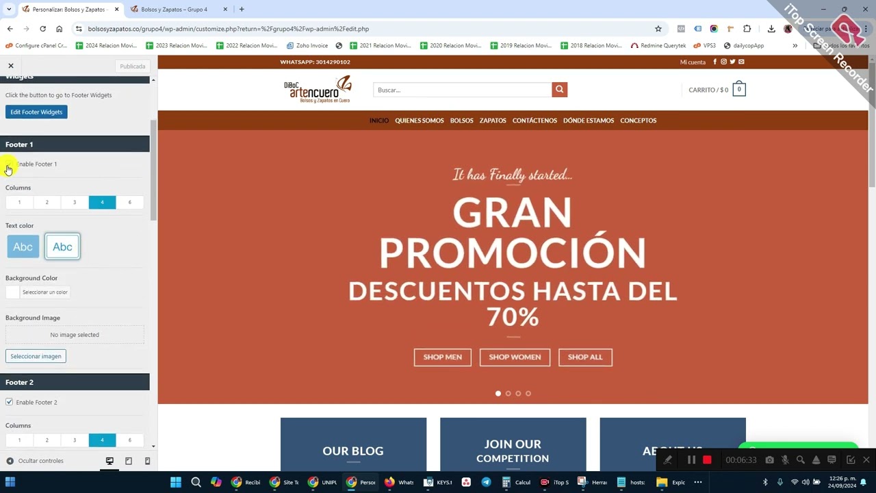 Wordpress - Gestión del pie de página (footer) con la plantilla (tema) Flatsome