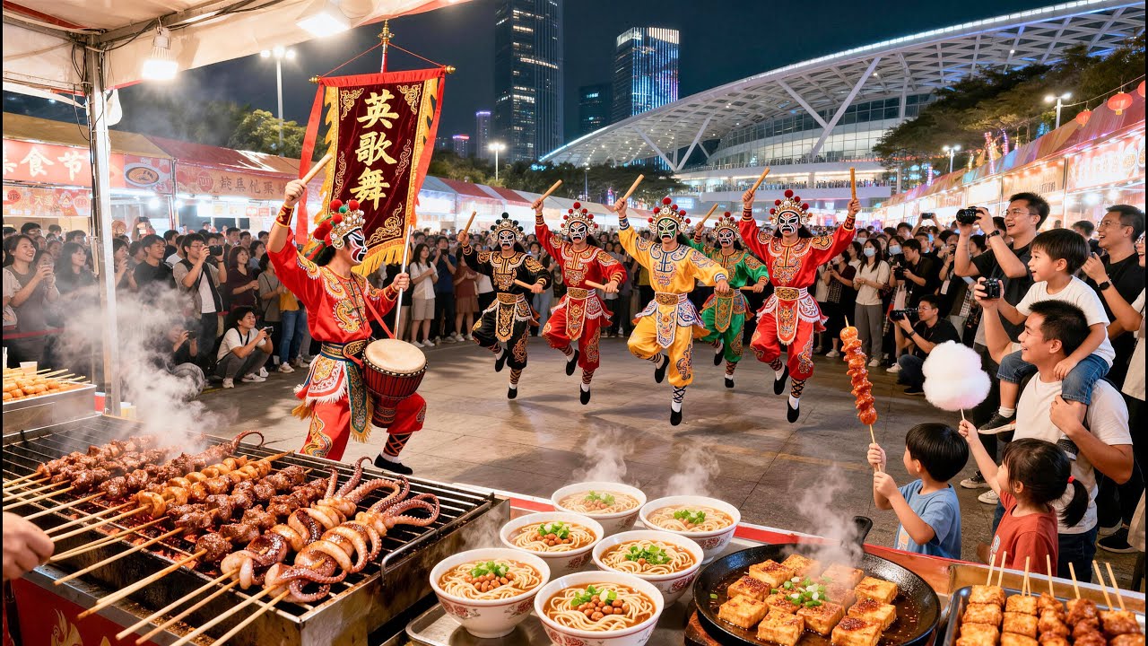 精彩絕倫的中國深圳新春美食節，熱血英歌舞震撼全場！美食集市匯聚全國特色非遗小吃，人山人海熱鬧非凡！