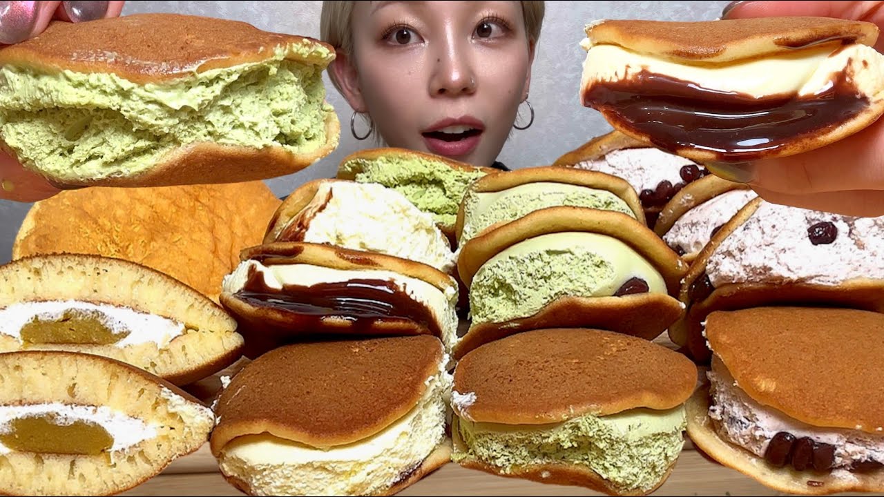 【抹茶生どら焼き×チョコバナナ生どら焼き🍌🍫】ASMR 日本語字幕