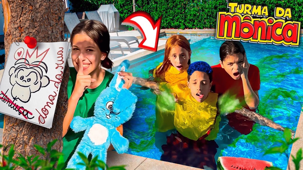 Viramos a TURMA DA MÔNICA por um dia!! CASCÃO foi jogado na piscina e se afogou!