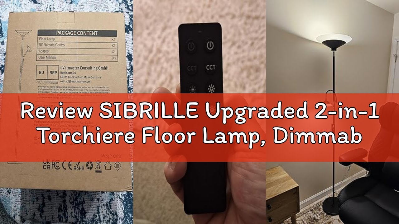 Review SIBRILLE Upgraded 2-in-1 Torchiere Floor Lamp, Dimmable Standing Lamp with Remote&Touch Contr