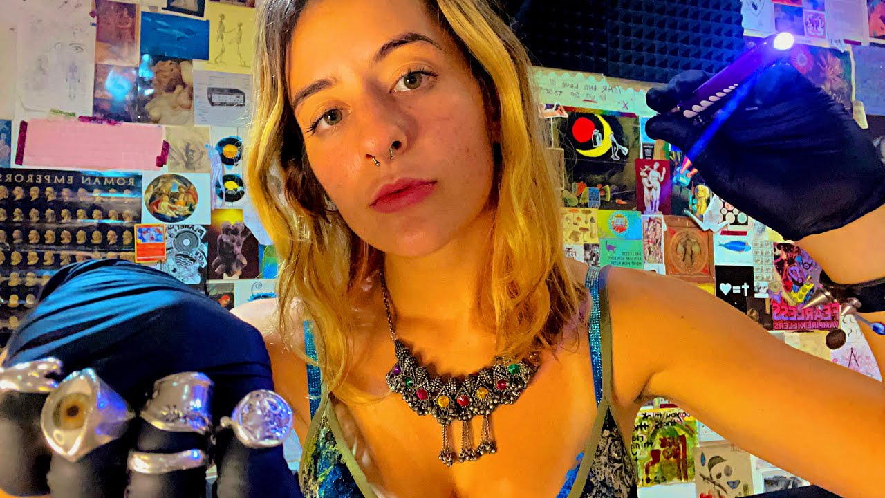 [ASMR] CHAOTIC TATTOO - examine, massage, clean, design, draw etc