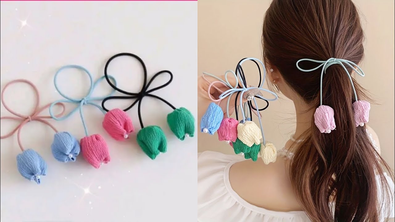 Diy Bow Hair Tie✨How to make Tulip Hair tie✨Hair ornaments