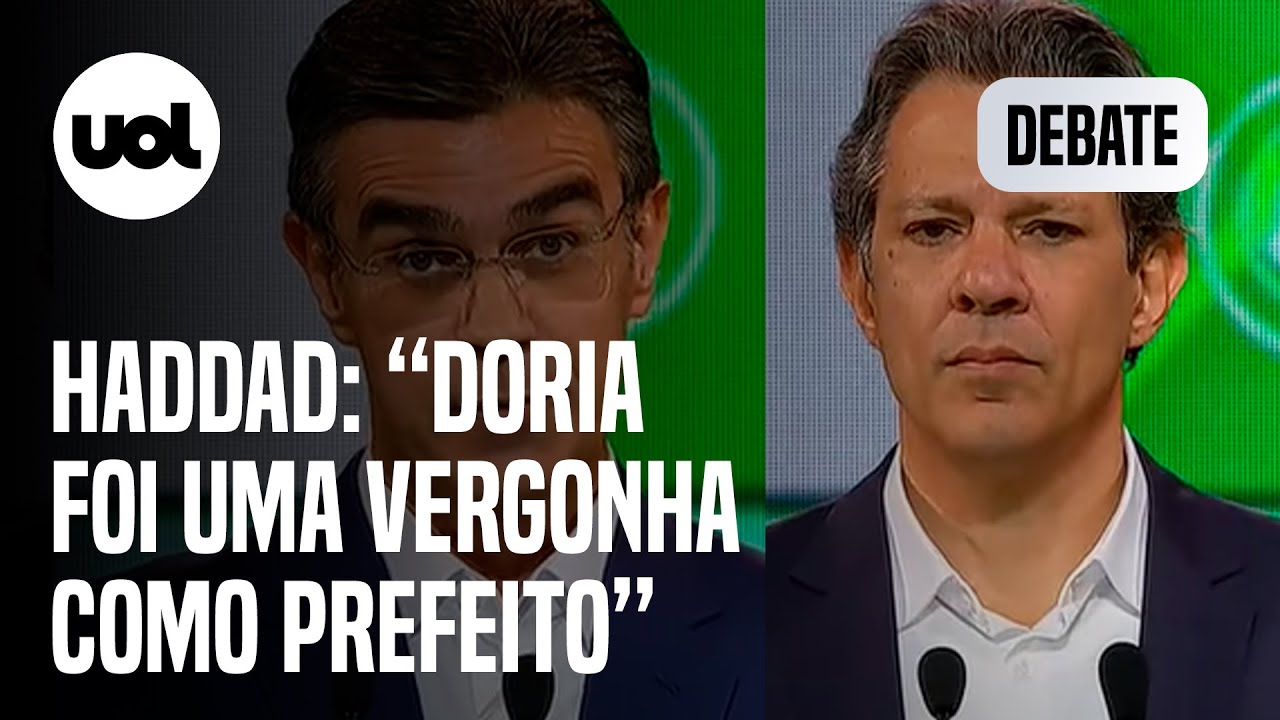 Debate SP: 'Doria foi uma vergonha como prefeito e fugiu depois de eleito', diz Haddad a Rodrigo