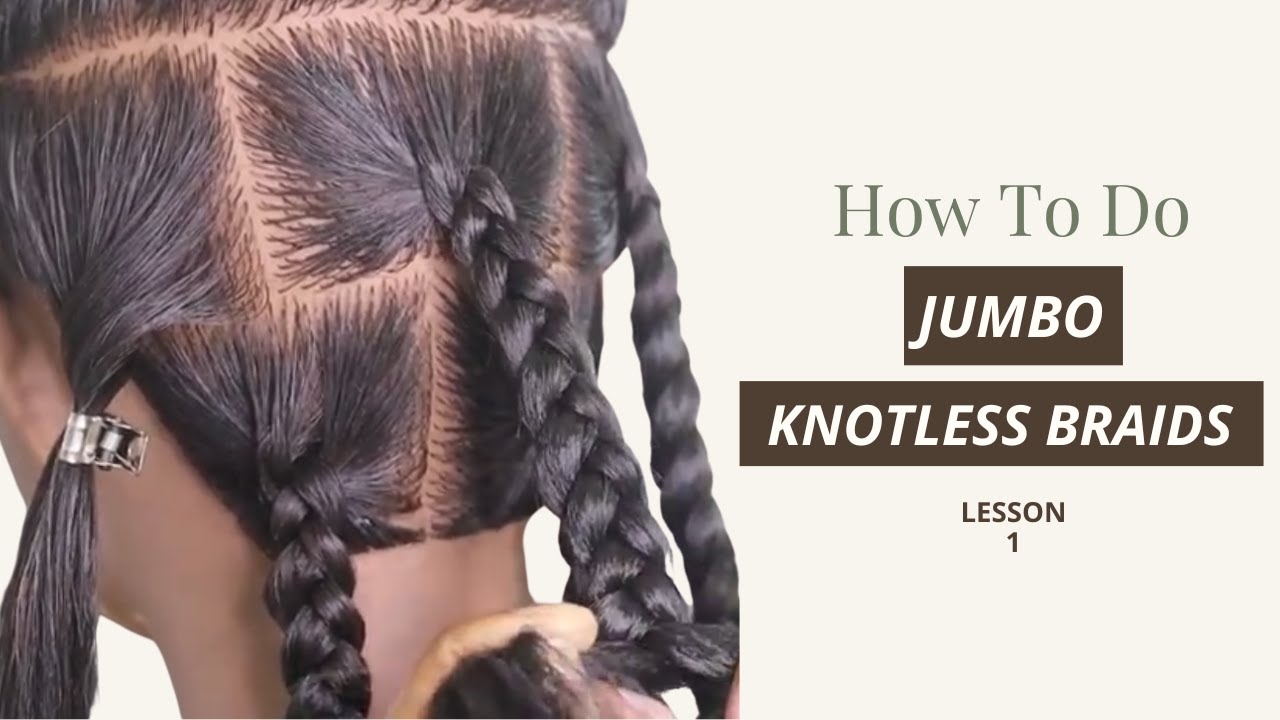 How To: Easy Jumbo Knotless Braids Tutorial For Beginners (Regular Speed) | Lesson 1
