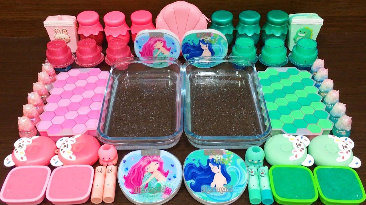 PINK VS MINT MERMAID !!! Mixing Random into CLEAR Slime !!!