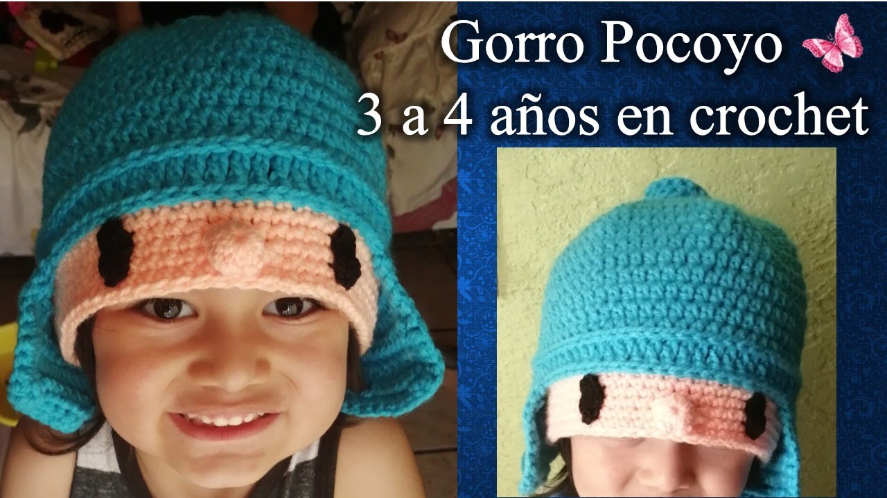 GORRO POCOYO PARA NIÑO DE 3 A 4 AÑOS en crochet PASO A PASO