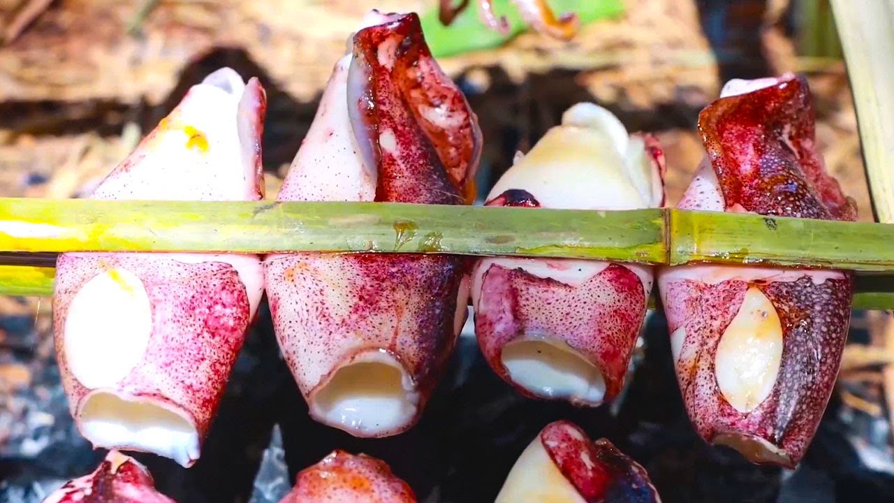Village cooking​ Grilled Squid​ Chilling! The secret of the tender SQUID recipe