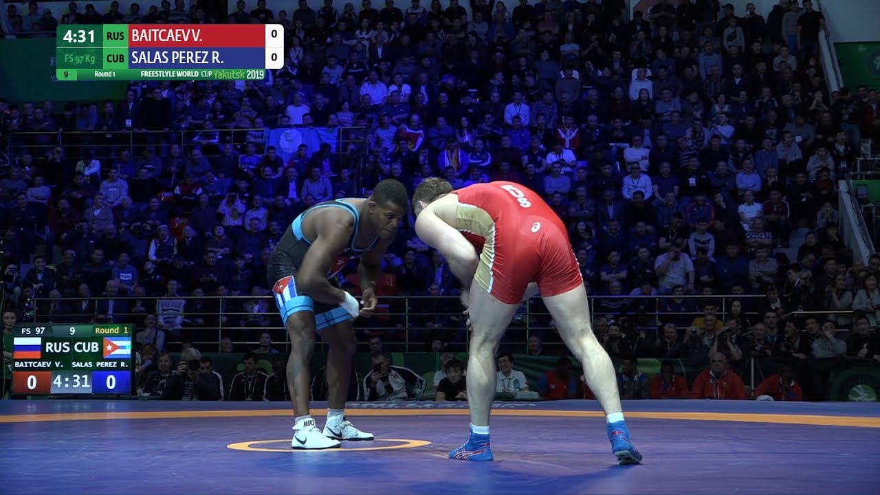 Round 1 FS - 97 kg: V. BAITCAEV (RUS) v. R. SALAS PEREZ (CUB)