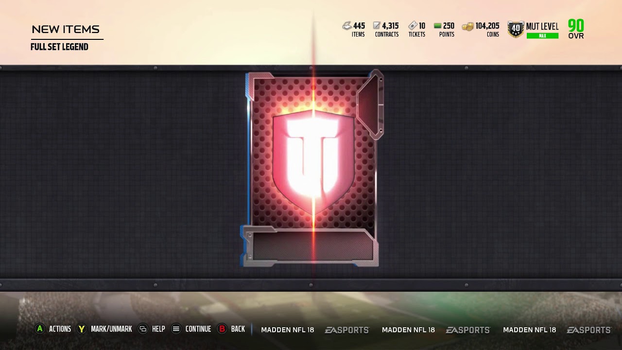 Madden 18 Ultimate Team - MUT Level 40 Full Legend Pack