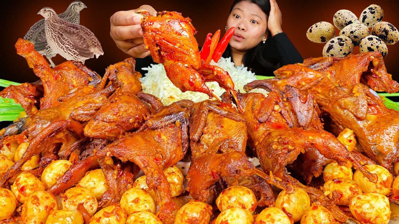 10 Massive Quail Meat & Eggs | Spicy Fired Quails पिरो बट्टाई🤩Nepali Mukbang | Eating Show