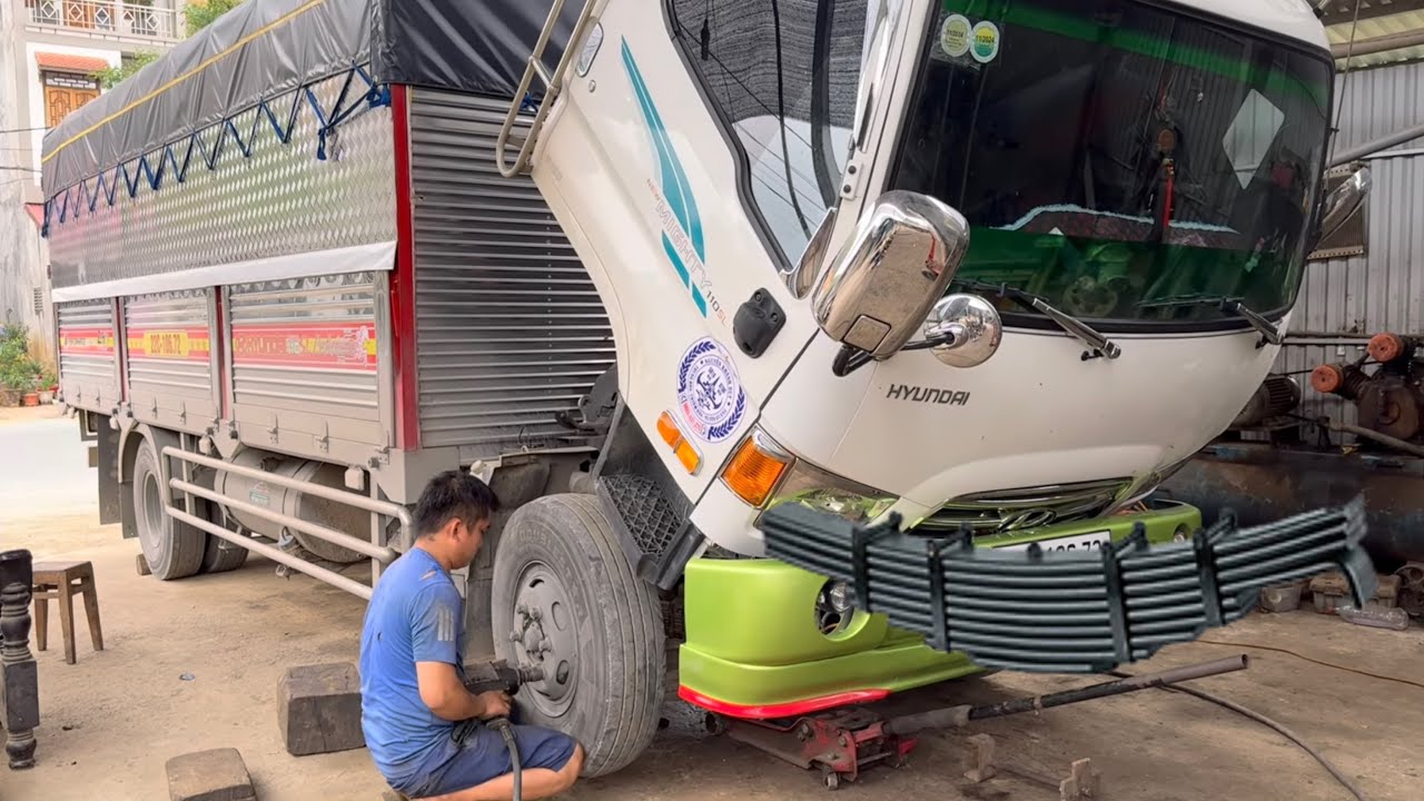 process of adding springs to 8 ton hyundai trucks