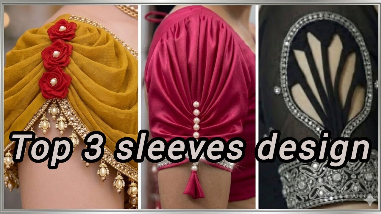 💫Top 3 sleeves design| blouse sleeves design cutting and stitching| blouse Baju design stitching. 