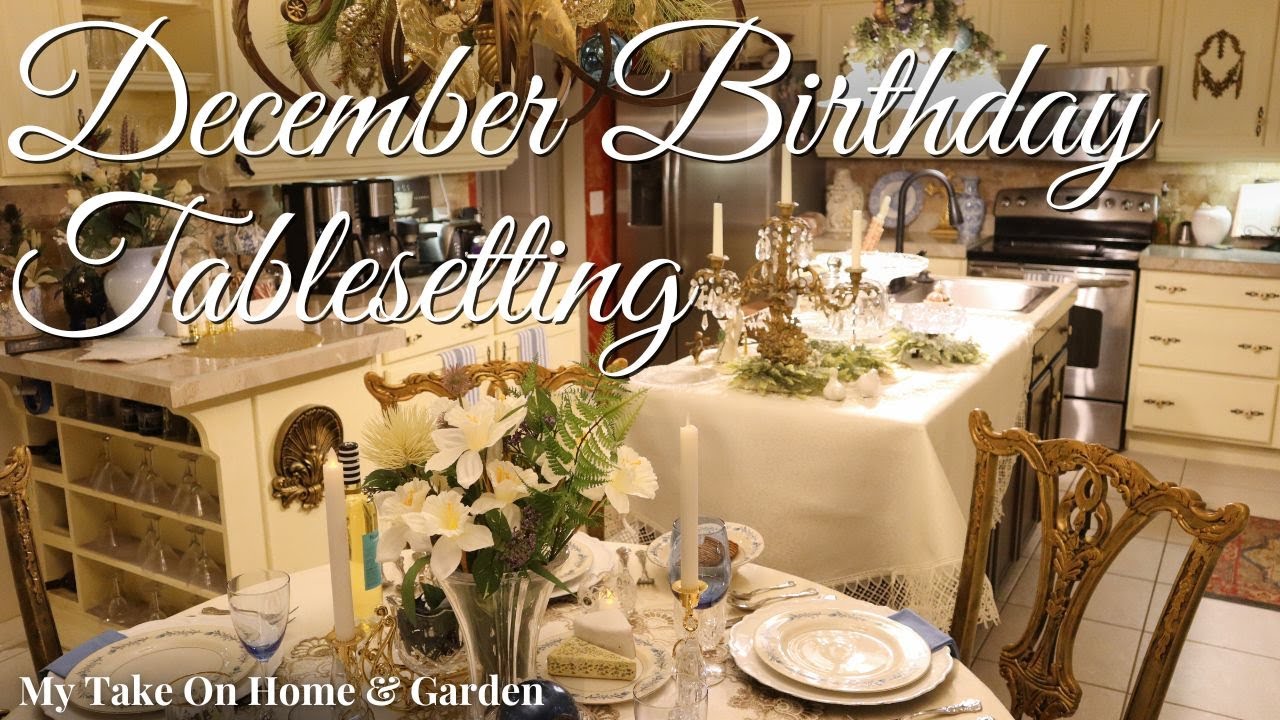 December Birthstone Themed Tablesetting - Blue Topaz and Narcissus