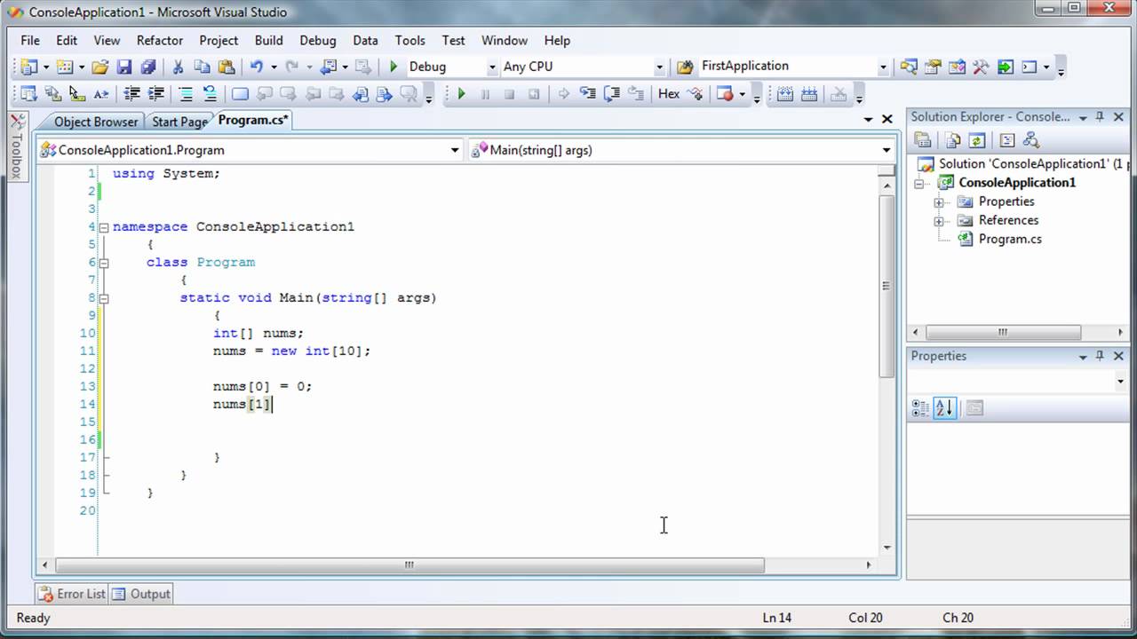 C# Tutorial - Declaring and adding data to Arrays