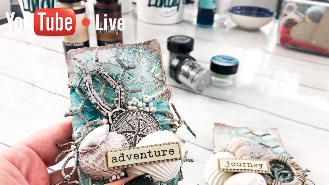 🎬 LiveStream - Lindy’s Gang Online Mixed Media Class - Ocean themed ATC’s -