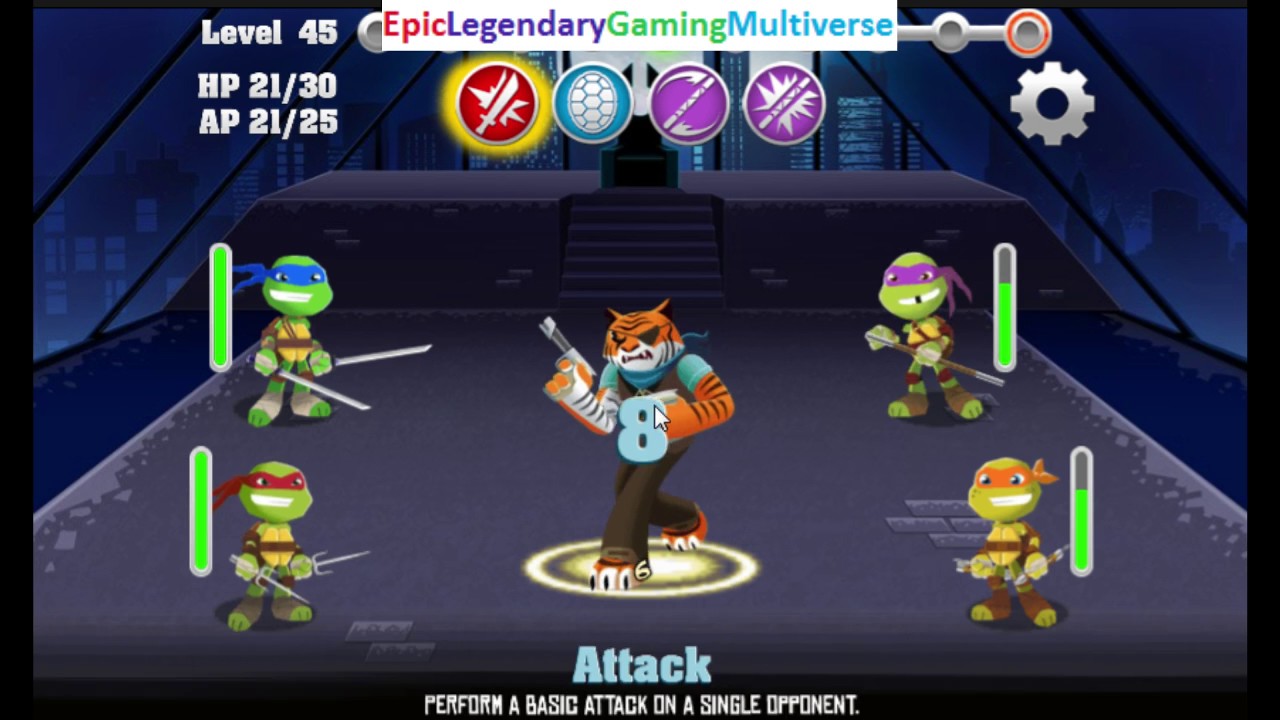 Teenage Mutant Ninja Turtles Pizza Quest Level 45 Tiger Claw Boss Battle WalkThrough Gameplay