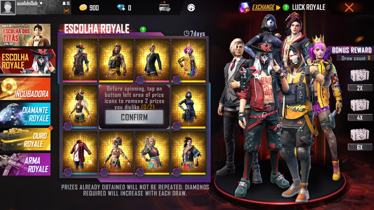 Spin New ESCOLHA ROYALE 💎 serveur 🇧🇷🔥 free fire