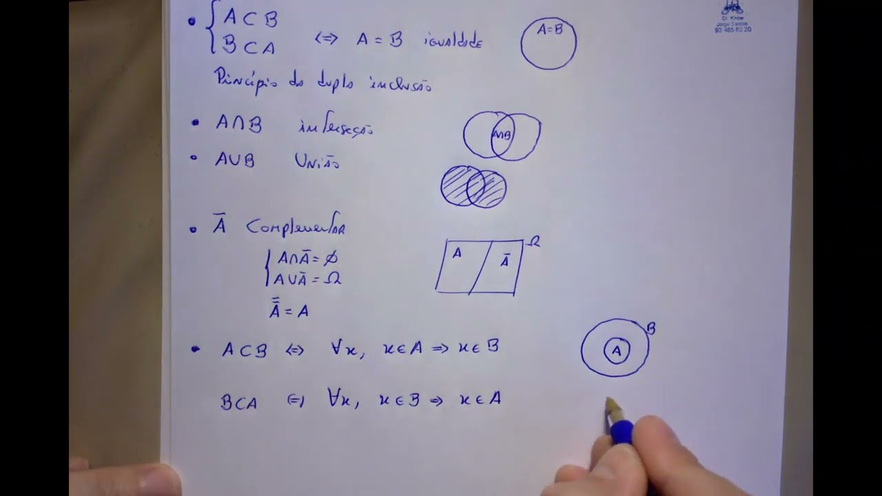Probabilidades Aula 01 - Matem&aacute;tica 12 Ano Conjuntos Parte 01 Teoria