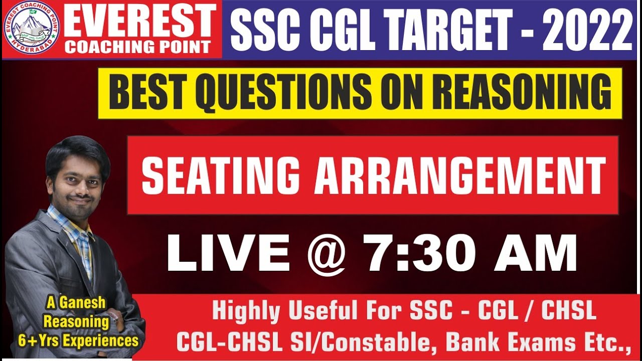 BEST REASONING QUESTIONS | SEATING ARRANGEMENT  | TARGET SSC CGL 2022| BY GANESH SIR