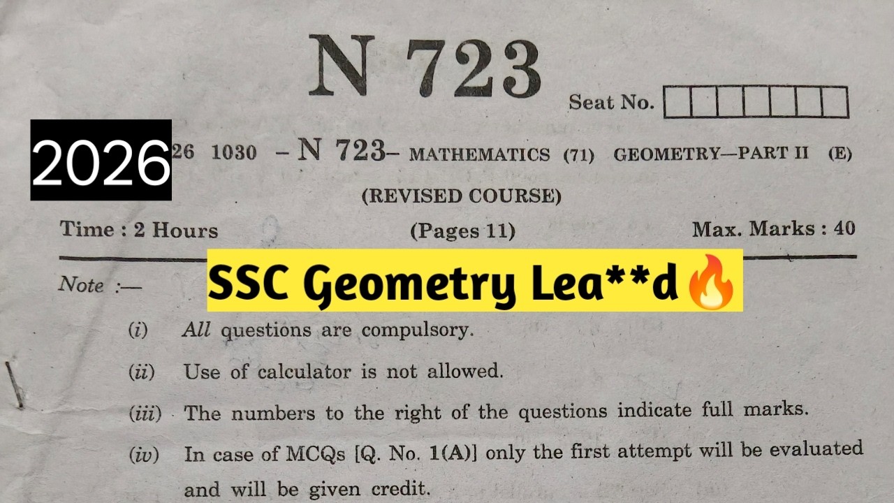 🔥 SSC 2026 Maths 2 Board Paper Leaked session Geometry class  10th  #boardexam2026
