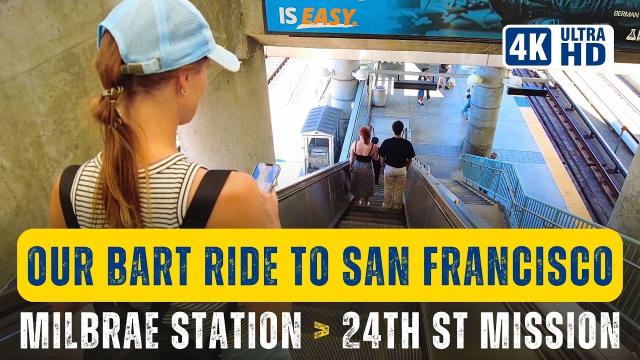 [4K] San Francisco 📍 Our BART ride from Milbrae Station ➡️ 24th St Mission 🚉 Bay Area Rapid Transit