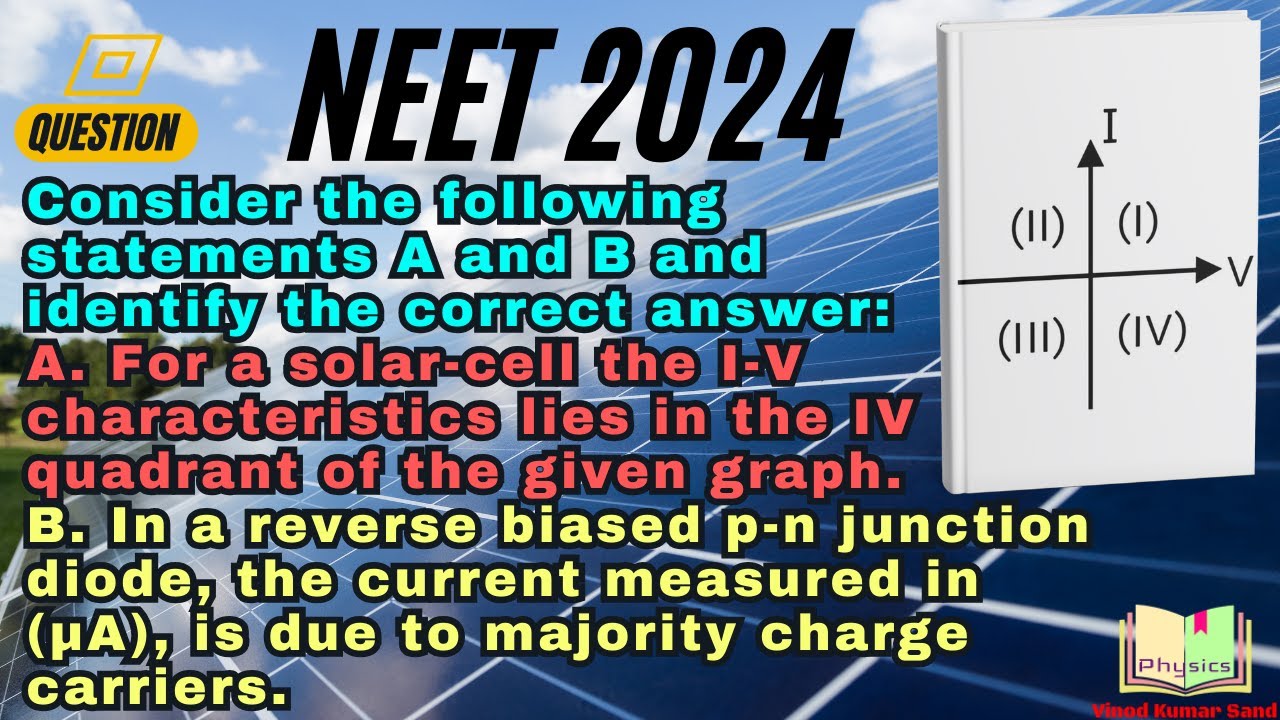 Consider the following statements A and B and identify the correct answer . A  For a solar cell the