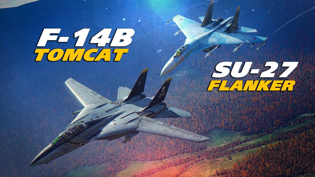 Воздушный бой в горах F-14B Tomcat против Su-27 Flanker | Цифровой боевой симулятор | DCS |