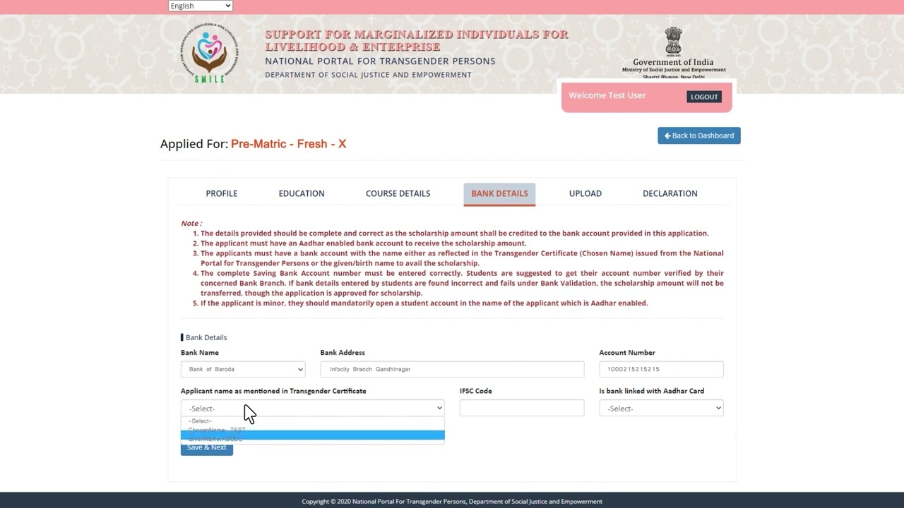 Pre Matric Scholarship (Process of filling up of Application form)- English