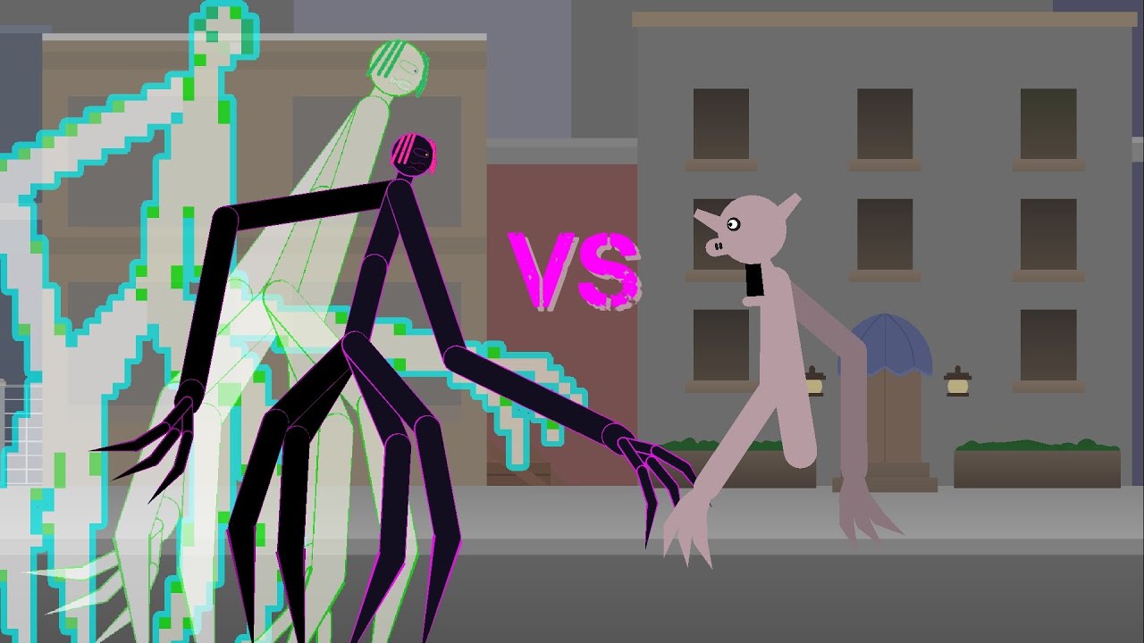 ghost pig vs Void Spirit (trevor henderson battle) (stick nodes animation)