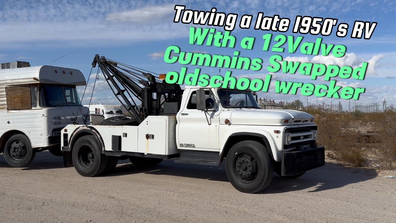 12Valve Cummins Swapped  1964 C60 with HOLMES 600 Wrecker Tows 1950s RV