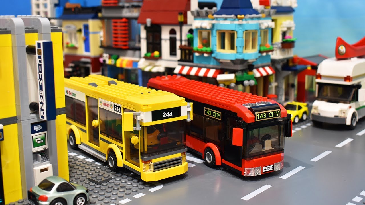 Lego Bus DownTown Racing! - Lego StopMotion
